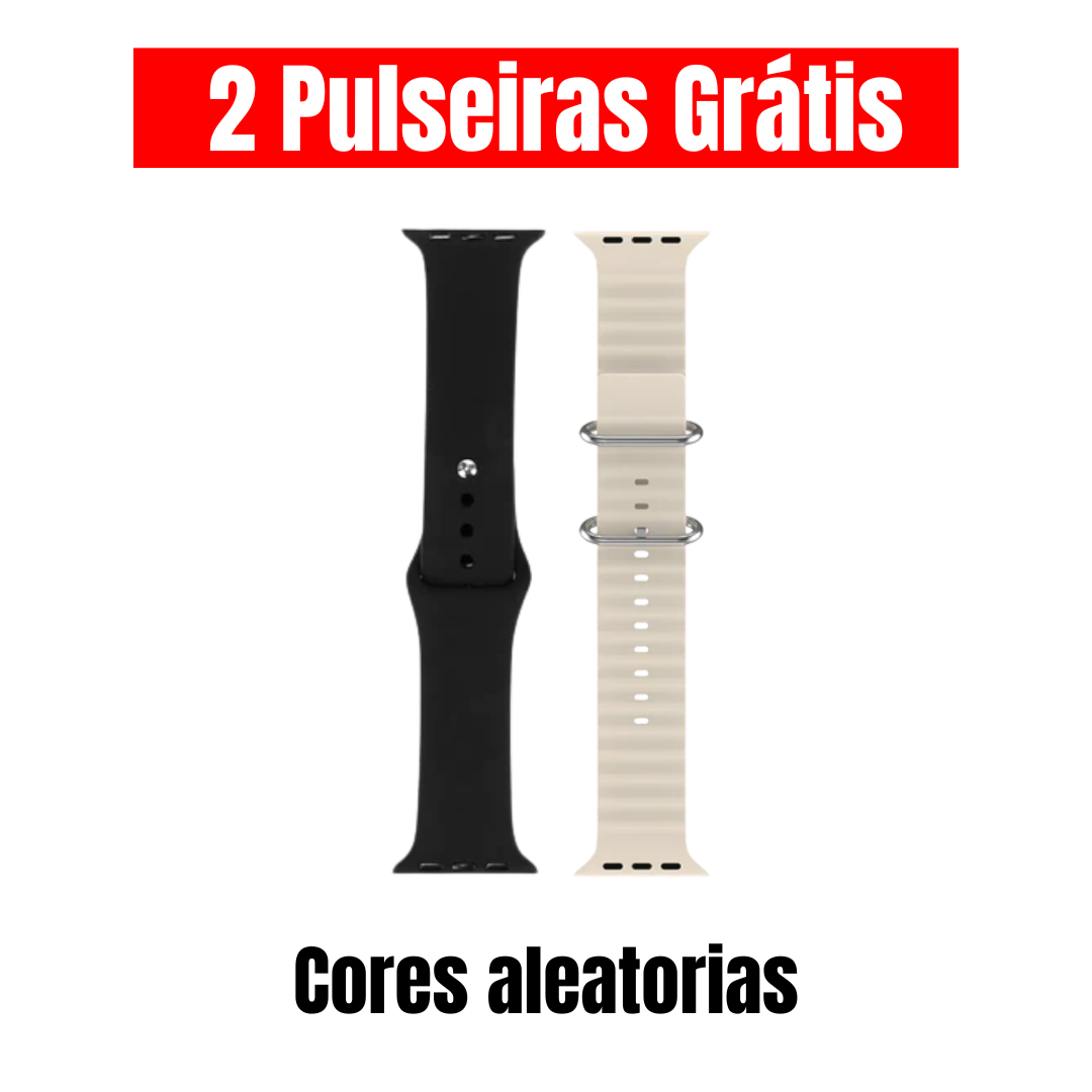 Oferta Exclusiva: Smartwatch + Auriculares BT e 2 Pulseiras Grátis!