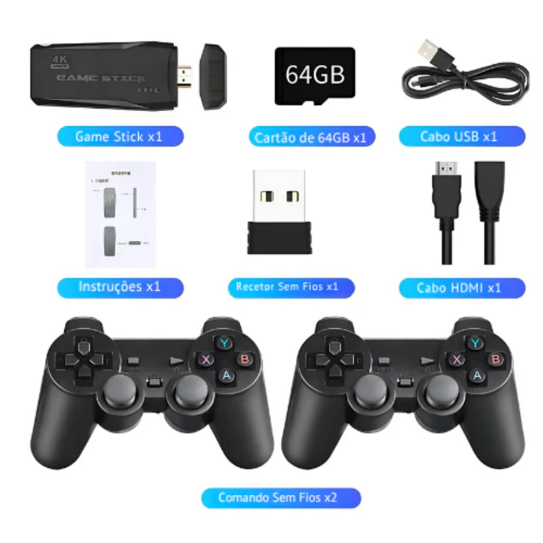 Consola de Jogos Retro HDMI 4k- C/2 Comandos Incluídos