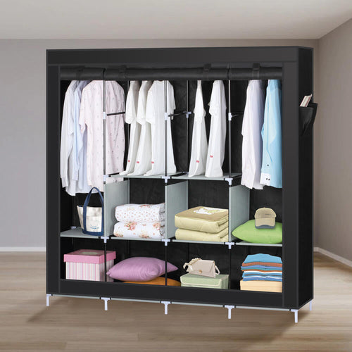 Roupeiro de Tecido com Design Moderno e 10 Compartimentos