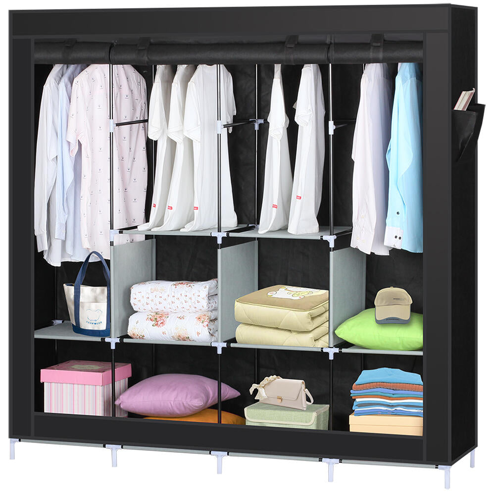 Roupeiro de Tecido com Design Moderno e 10 Compartimentos